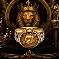 Premium Gold Plated Lion Head Ring for Men | Designer Statement Signet Ring