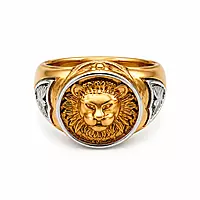 Premium Gold Plated Lion Head Ring for Men | Designer Statement Signet Ring