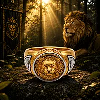 Premium Gold Plated Lion Head Ring for Men | Designer Statement Signet Ring