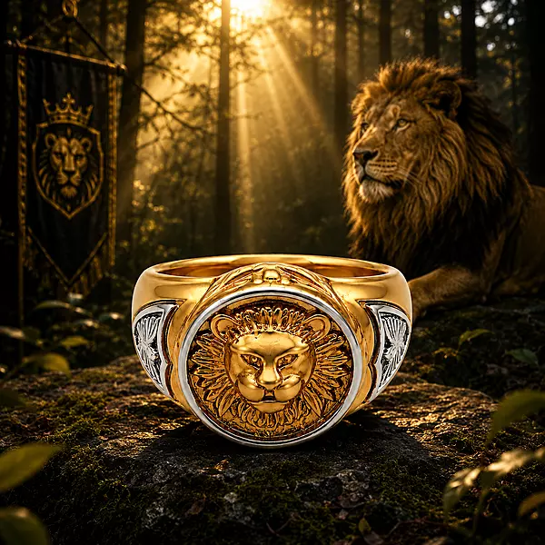 Premium Gold Plated Lion Head Ring for Men | Designer Statement Signet Ring