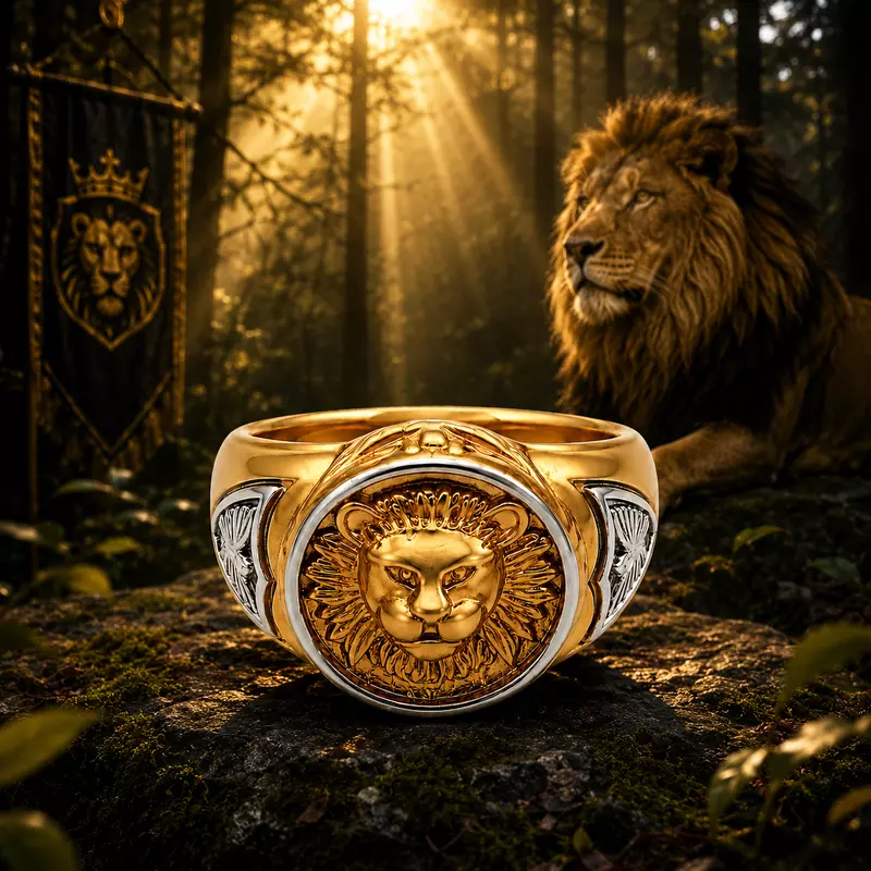 Premium Gold Plated Lion Head Ring for Men | Designer Statement Signet Ring