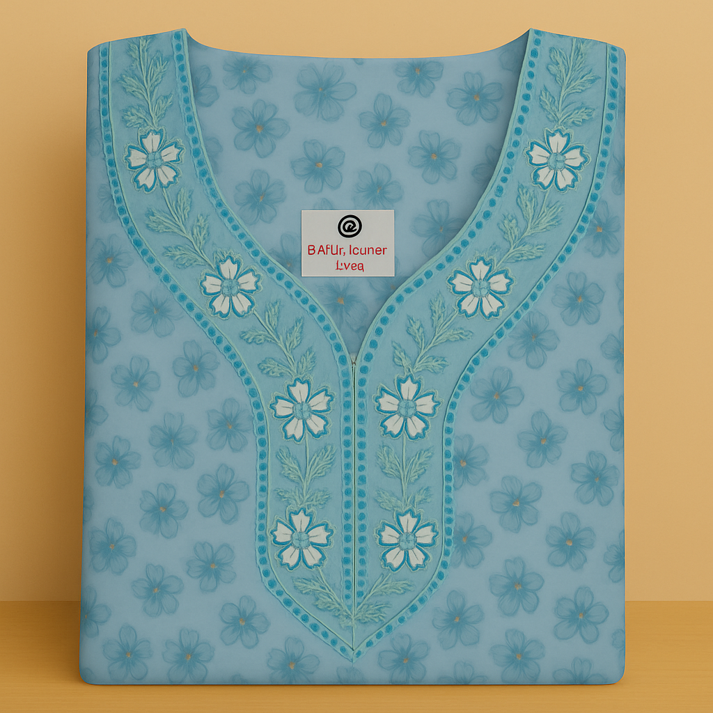 Aqua Blue Soft Cotton Nighty With All Over From Libas Loungewear - AL1112
