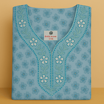 Aqua Blue Soft Cotton Nighty With All Over From Libas Loungewear - AL1112
