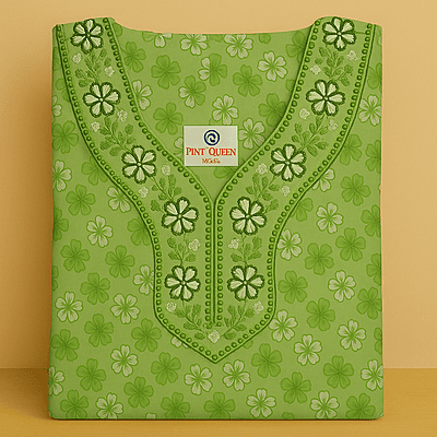 Leavy Green Soft Cotton Nighty With All Over From Libas Loungewear - AL1114