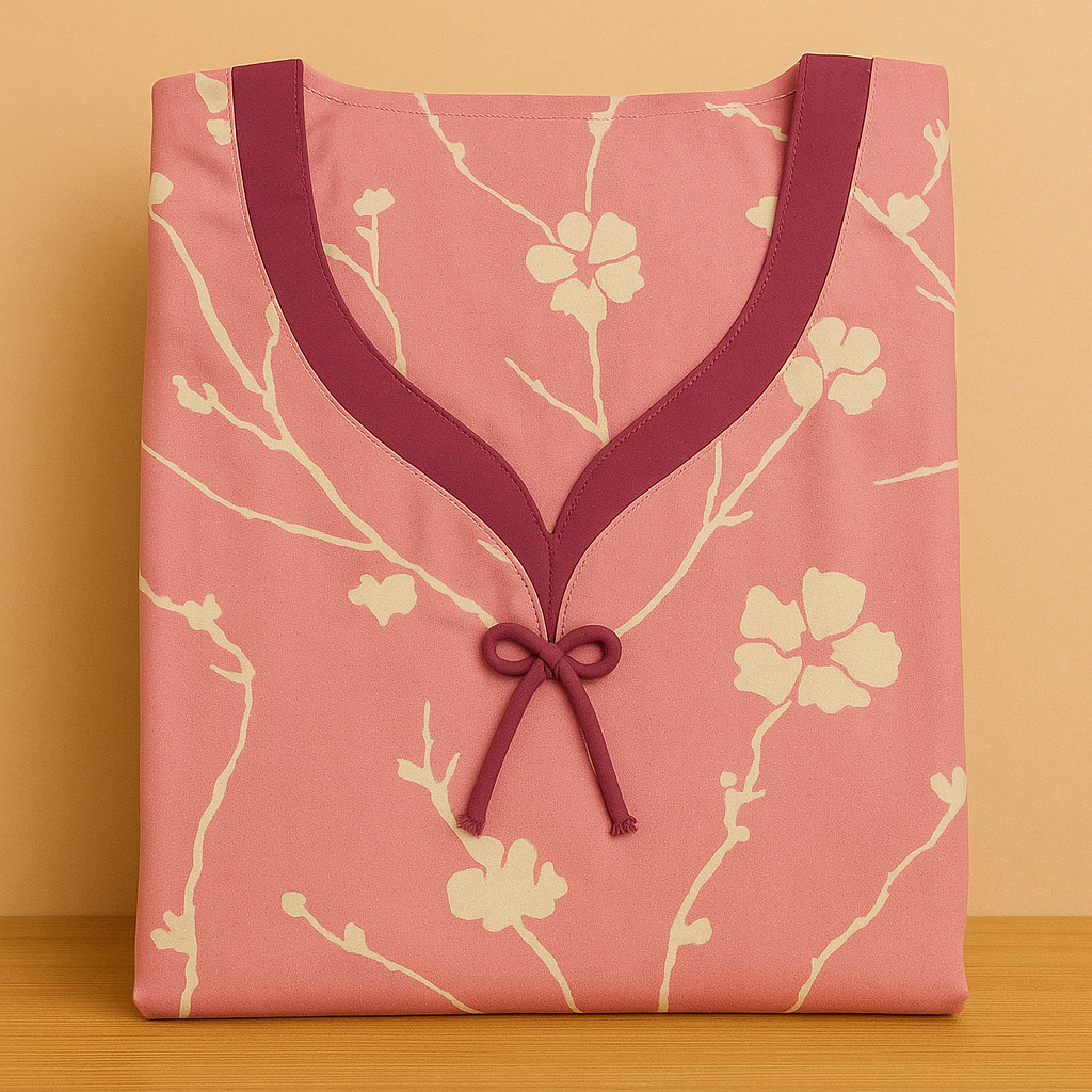 Royal Pink Soft Cotton Nighty With All Over From Libas Loungewear - AL1113