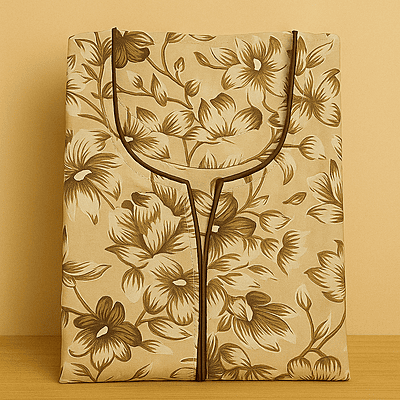 Ashy Yellow Batik Cotton Nighty With All Over From Libas Loungewear - AL1098