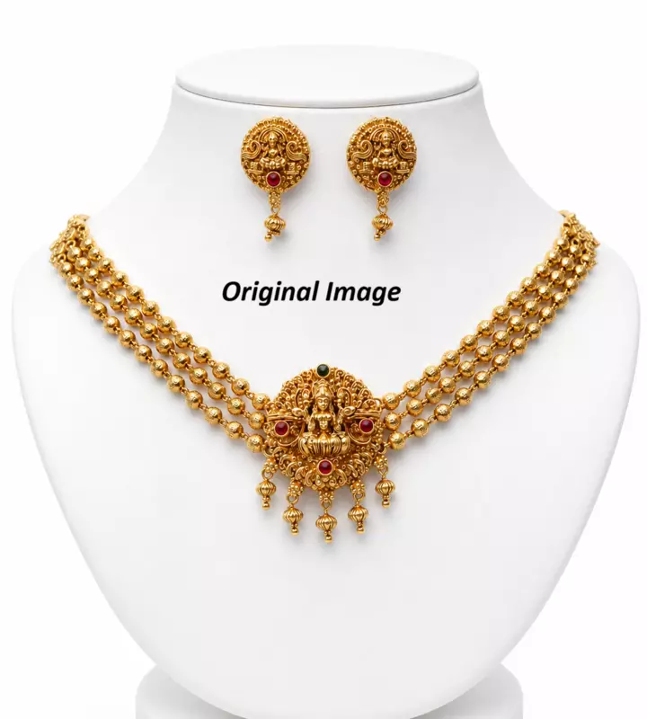 Elegant Ruby Stone Necklace Set with Matching Earrings