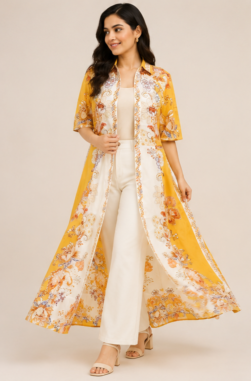 Elegant floral vey soft long frock