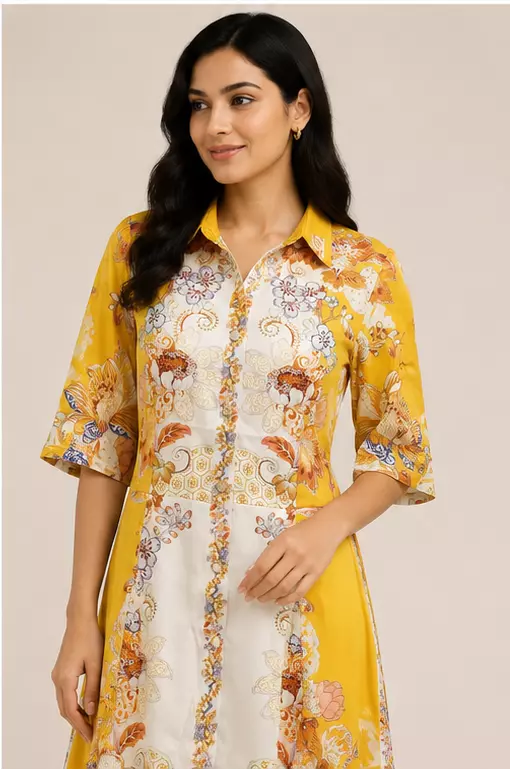 Elegant floral vey soft long frock