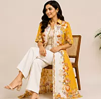 Elegant floral vey soft long frock