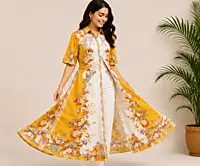 Elegant floral vey soft long frock
