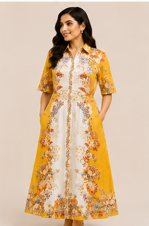 Elegant floral vey soft long frock
