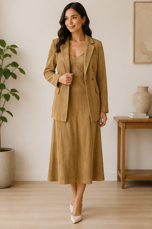 Minimalist fashion layered with 2 piece elegant skirt suite