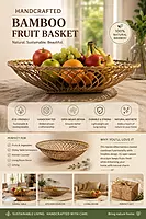Handwoven Oval Bamboo Fruit Tray/Basket,Eco-Fridendly Kitchen &Table Decor