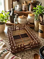 Handcrafted Bamboo Serving Tray Set,Small, Medium & Large) |