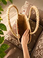 Grass Handwoven Floral Handembroidery Ecofriendly Tote Bag for everyday use/beach bag/tiffinbag/