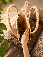 Grass Handwoven Floral Handembroidery Ecofriendly Tote Bag for everyday use/beach bag/tiffinbag/