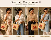 Grass Handwoven Floral Handembroidery Ecofriendly Tote Bag for everyday use/beach bag/tiffinbag/