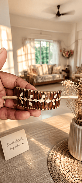 Handcrafted Geometric Bamboo Hair Clip – Eco-Friendly Hair Barrette,short & long