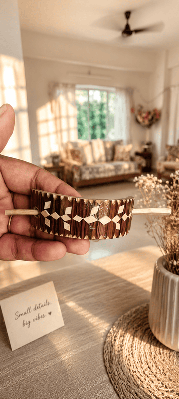 Handcrafted Geometric Bamboo Hair Clip – Eco-Friendly Hair Barrette,short & long