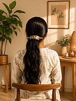 Handcrafted Geometric Bamboo Hair Clip – Eco-Friendly Hair Barrette,short & long