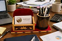 Bamboo Desk Organizer Set – Traditional Geometrical Design
