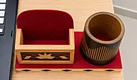 Bamboo Desk Organizer Set – Traditional Geometrical Design