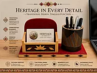 Bamboo Desk Organizer Set – Traditional Geometrical Design