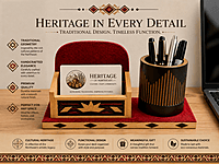 Bamboo Desk Organizer Set – Traditional Geometrical Design