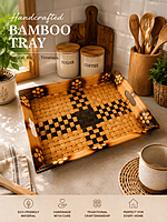 Handcrafted Bamboo Serving Tray | Eco-Friendly Handwoven Multipurpose Tray