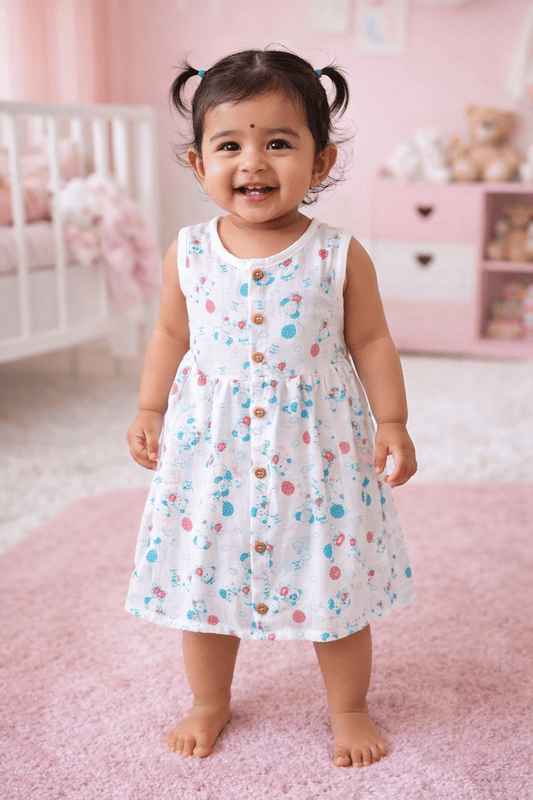 Muslin Frock - Toy Bear