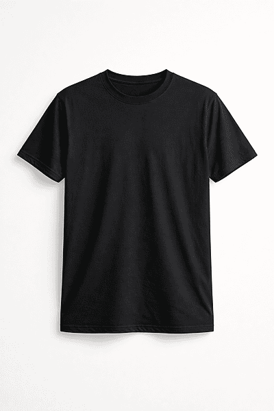 Men’s Plain Black Regular Fit Cotton T-Shirt – Classic Crew Neck Casual Tee