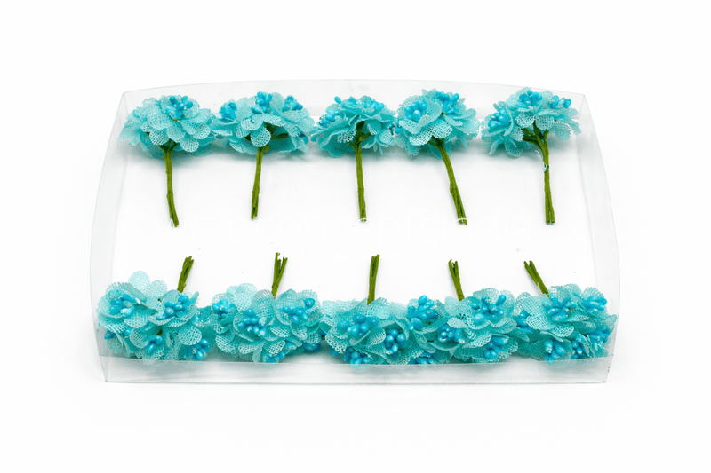 Blue Luxe Jute Flower With Pollens