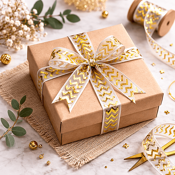 Metallic Chevron Sheer Ribbon