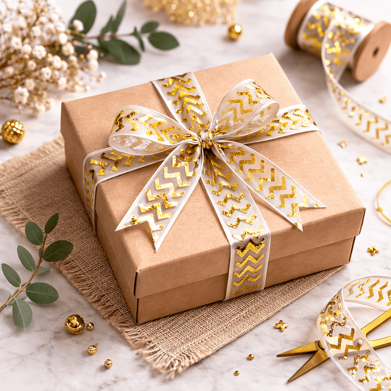 Metallic Chevron Sheer Ribbon