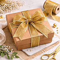 Shimmer Gold & Light Gold Luxe Ribbon