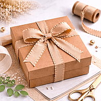 Ruffle Trim Fabric Ribbon - Peach/Ivory/Beige