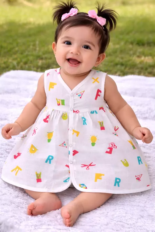 Muslin Button Frocks Combo (0-6 Months )