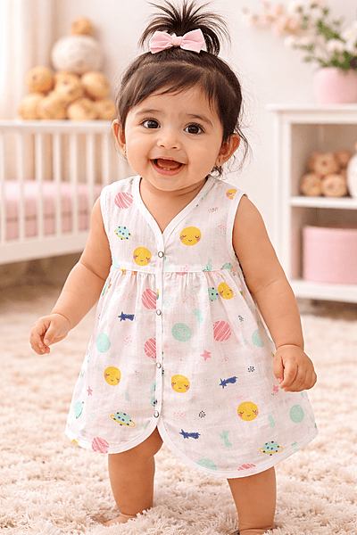 Muslin Button frocks Planets