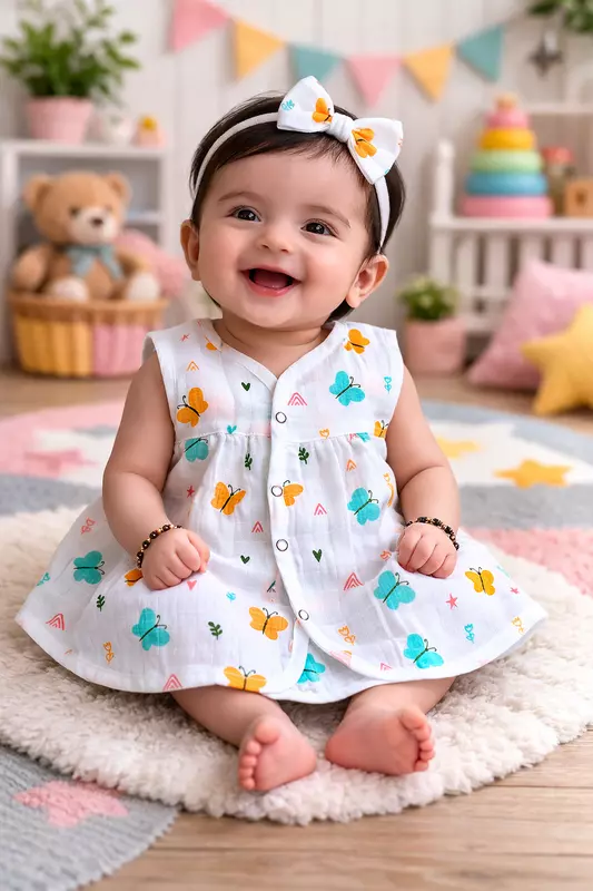 Muslin Button Frocks Butterfly