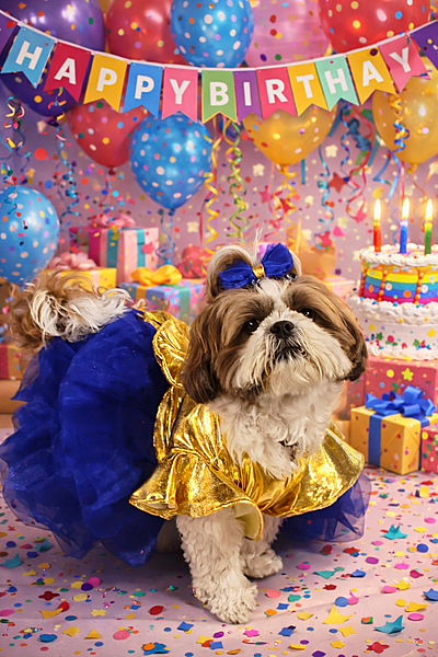 Golden Royal Blue Princess Dress