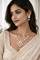 Royal Gold Crystal Necklace and Earring Set