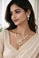 Royal Gold Crystal Necklace and Earring Set