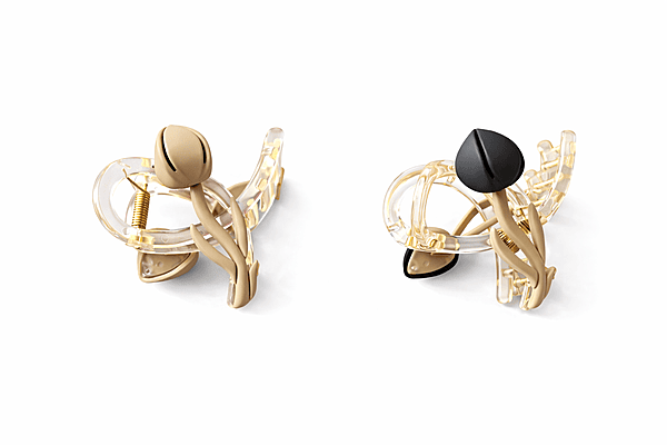 Tulip Flower Hair Claw Clip Set – Beige & Black
