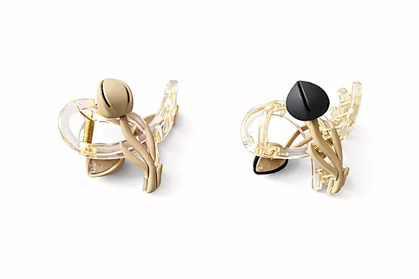Tulip Flower Hair Claw Clip Set – Beige & Black