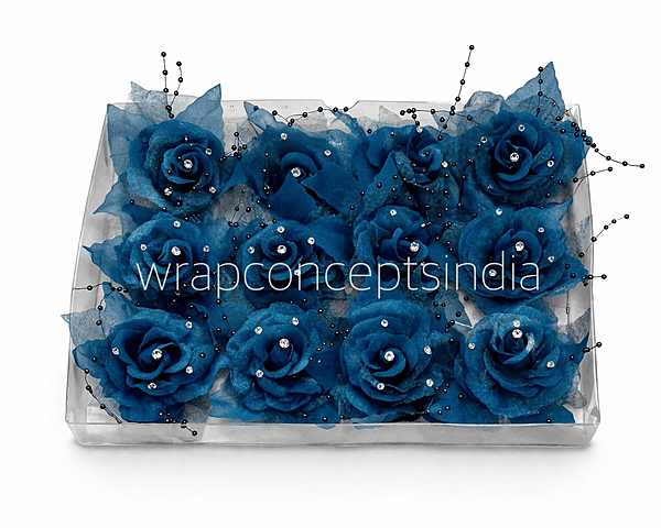 Deep Blue Pearl Embellished Rose