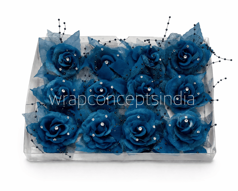 Deep Blue Pearl Embellished Rose