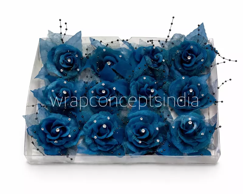 Deep Blue Pearl Embellished Rose