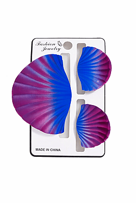Shell Hair Clips Set for Women & Girls | Blue Pink Mermaid Style | Stylish Side Clips (Pack of 3)