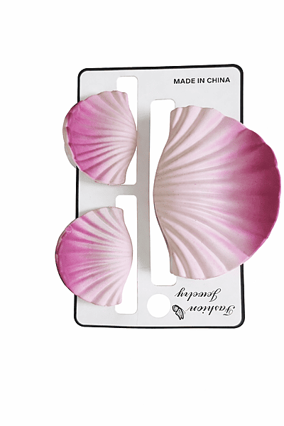 Shell Hair Clips Set of 3 – Pink Gradient Claw Clips,
